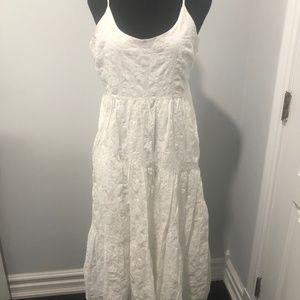 Club Monaco Boho Embroidered White Medium Cottagecore Maxi Sundress